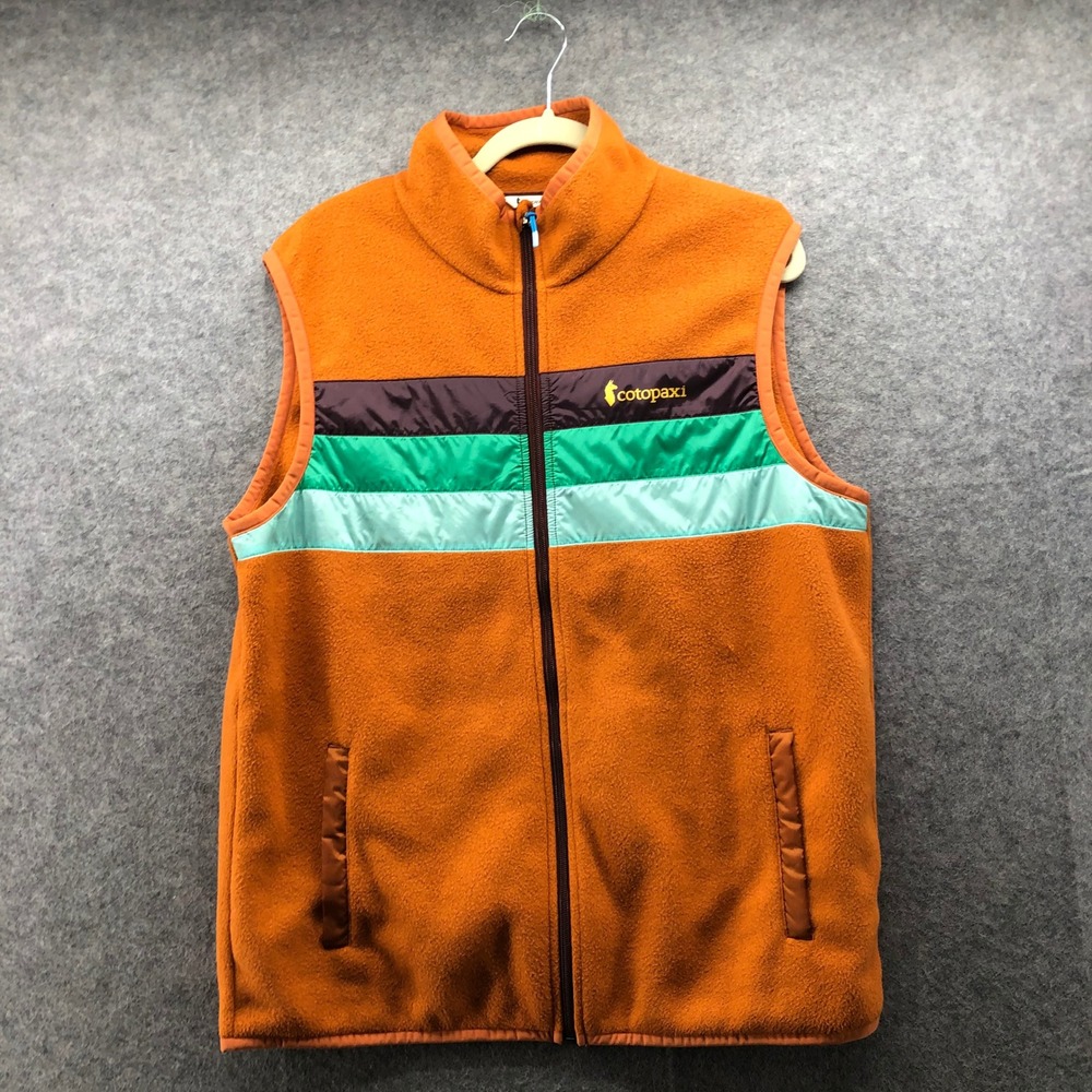 Cotopaxi Teca Fleece Vest Mens L Rust Orange Green Colorblock Zip Gorpcore